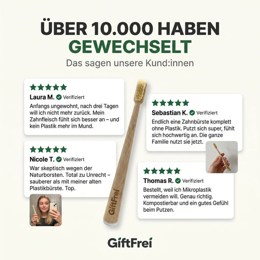 Über 10.000 zufriedene Kund:innen mit 5-Sterne-Bewertungen für GiftFrei